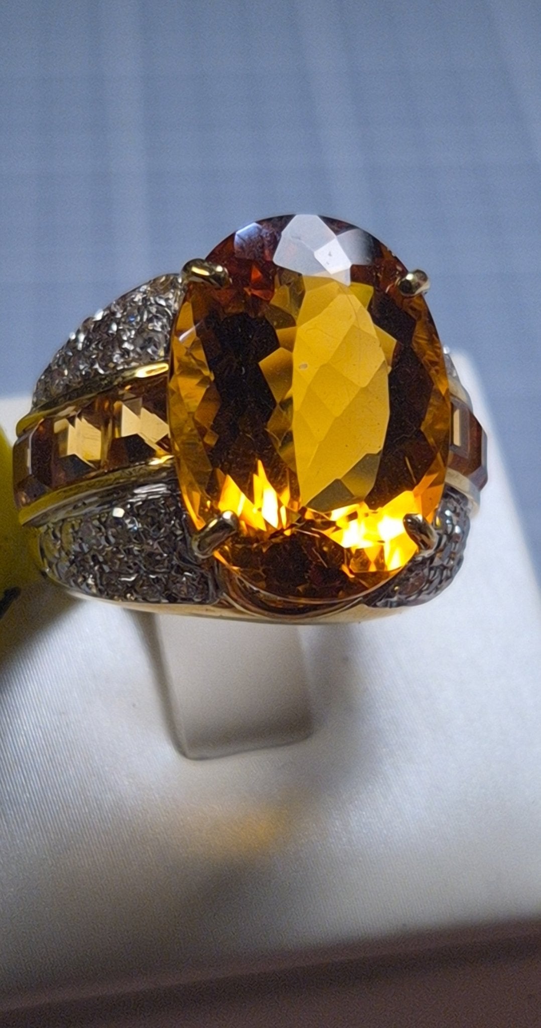 Citrine and Diamond Gold Cocktail Ring