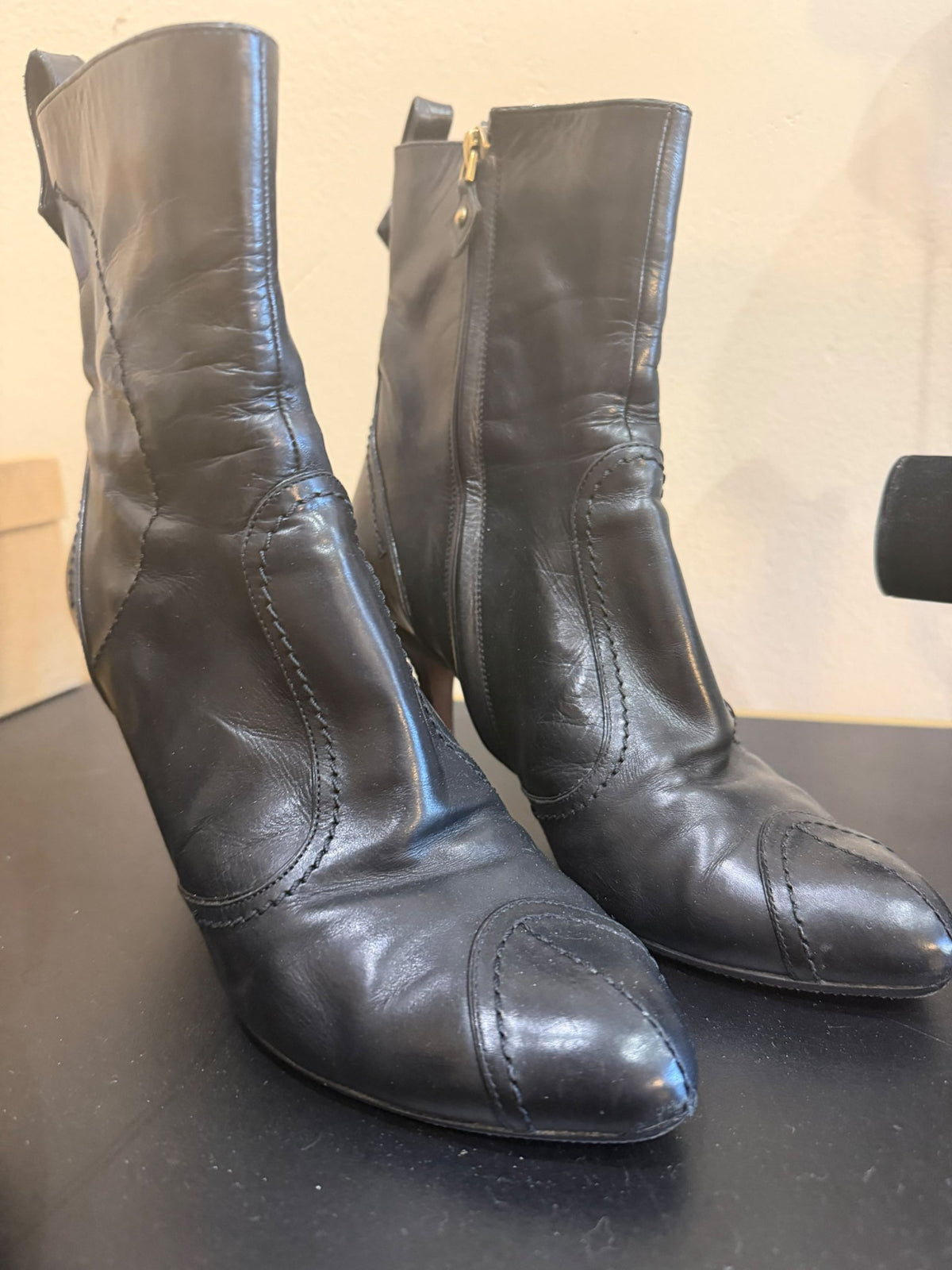 Black Leather Ankle Boots