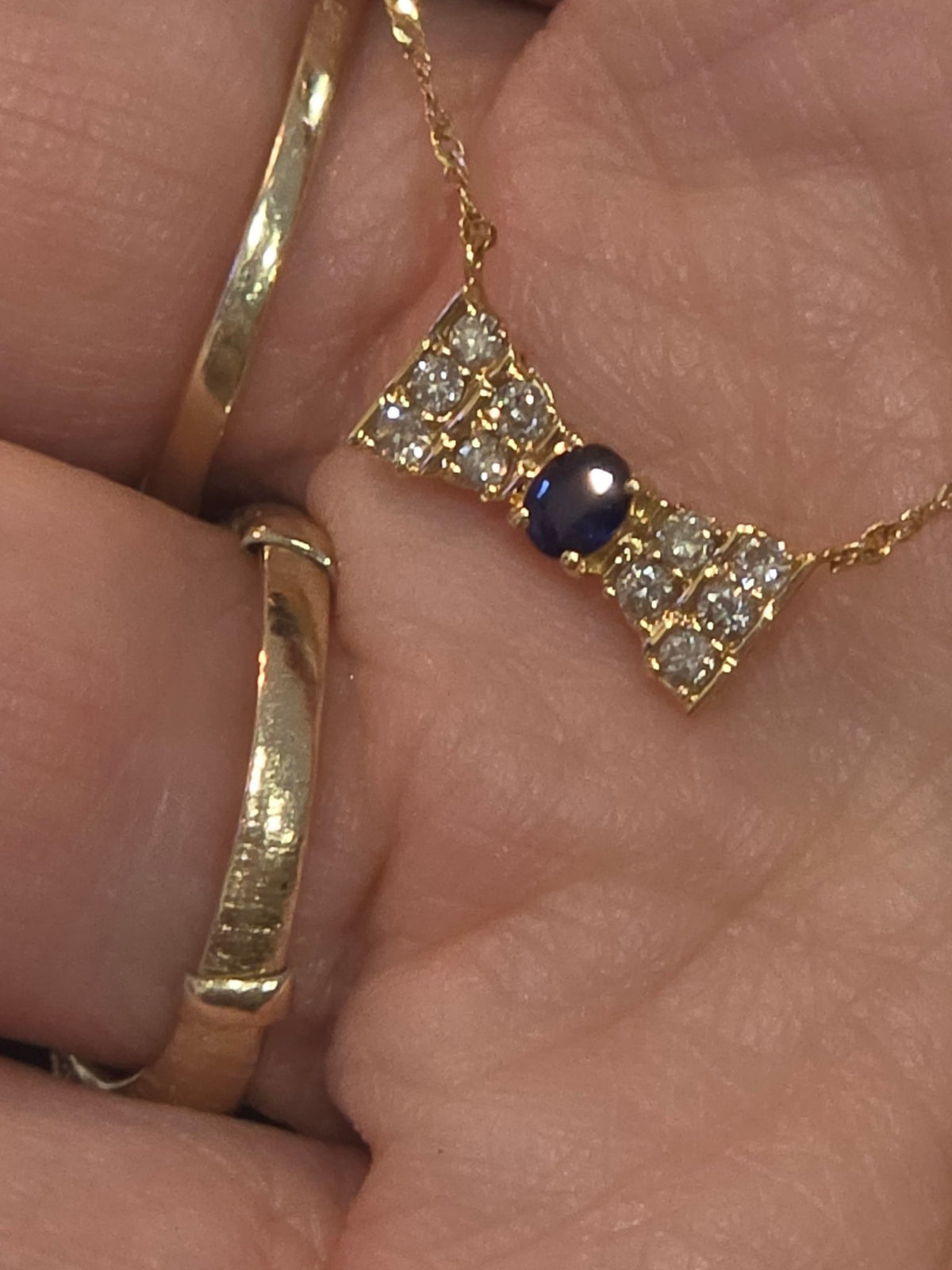 Sapphire and Diamond Bow Necklace