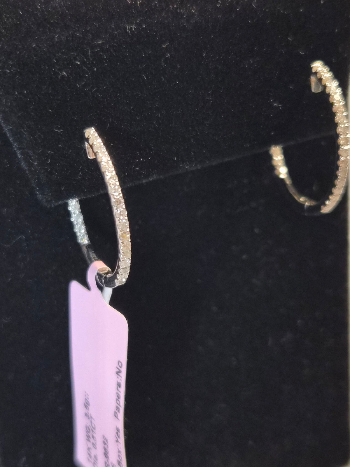 14k White Gold Diamond Hoop Earrings