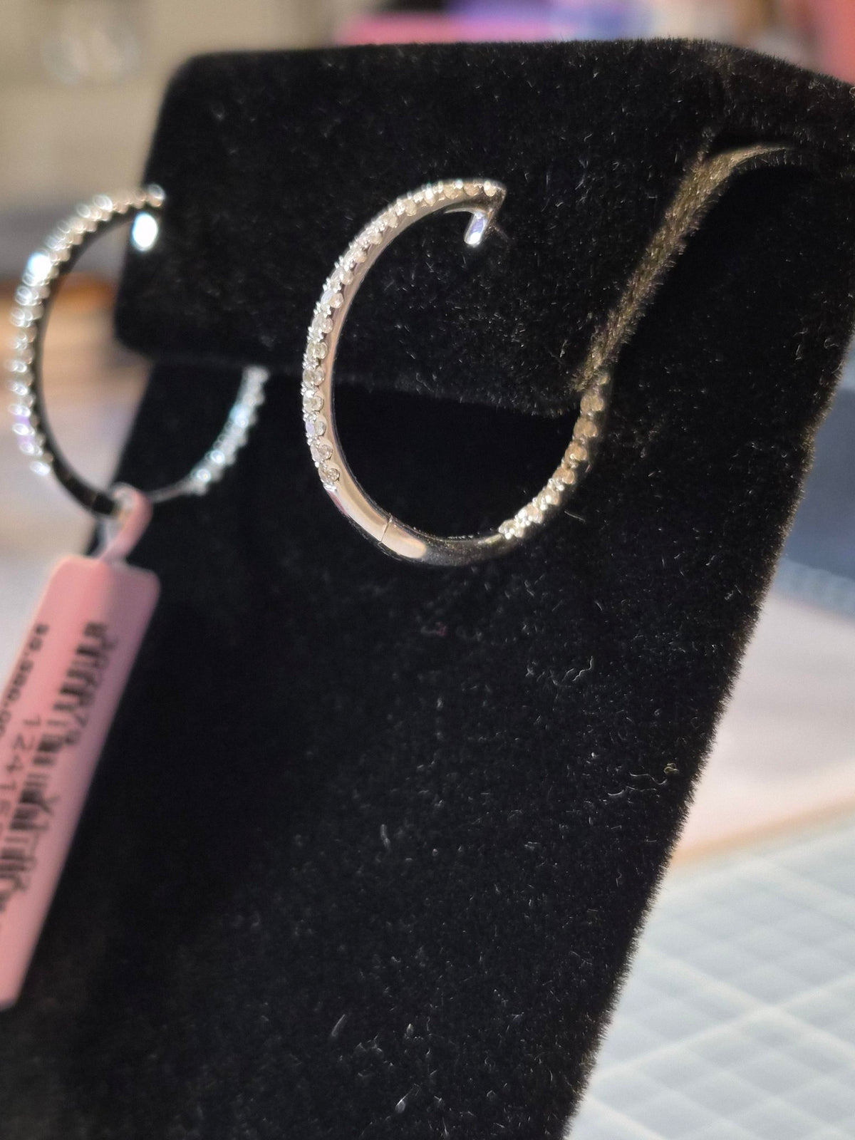 14k White Gold Diamond Hoop Earrings