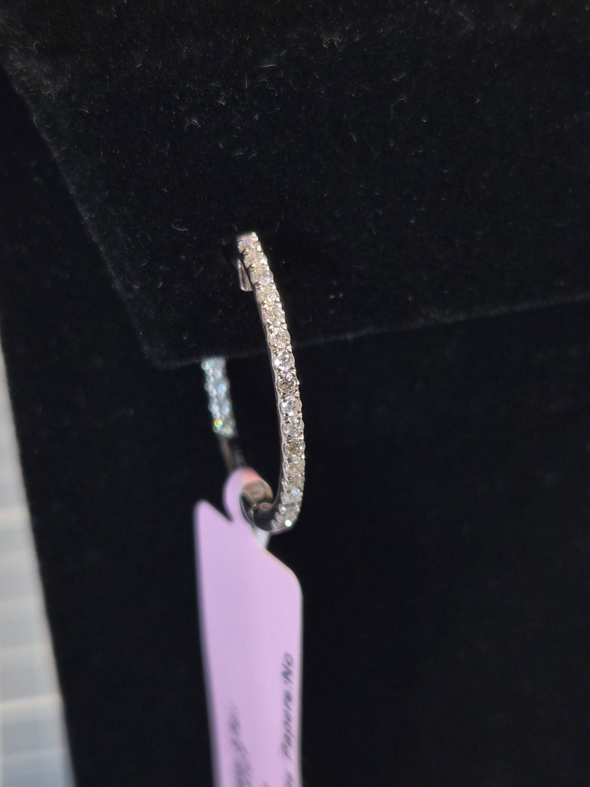 14k White Gold Diamond Hoop Earrings
