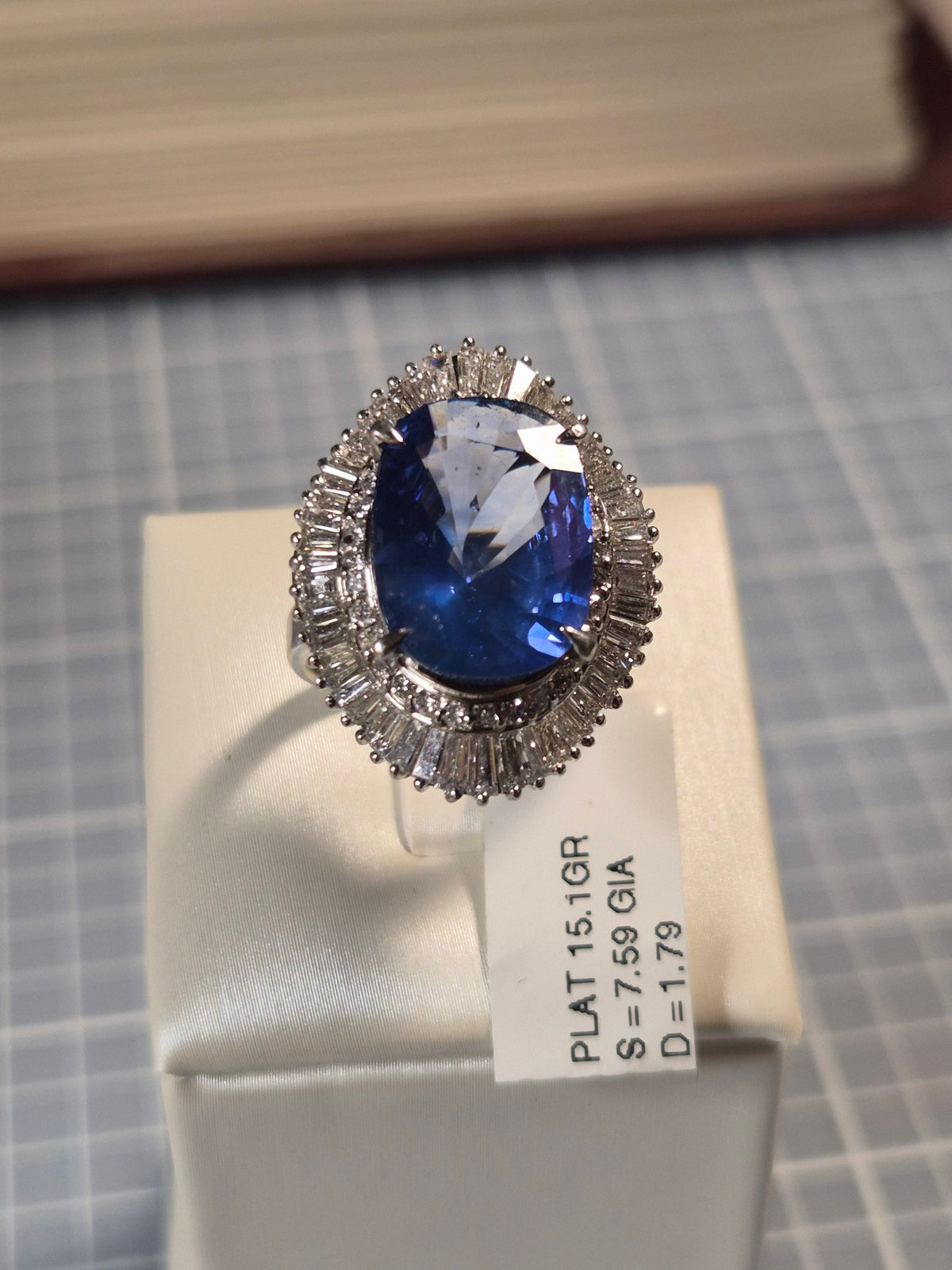 Platinum 7.59ct GIA Sapphire and Diamond Ring