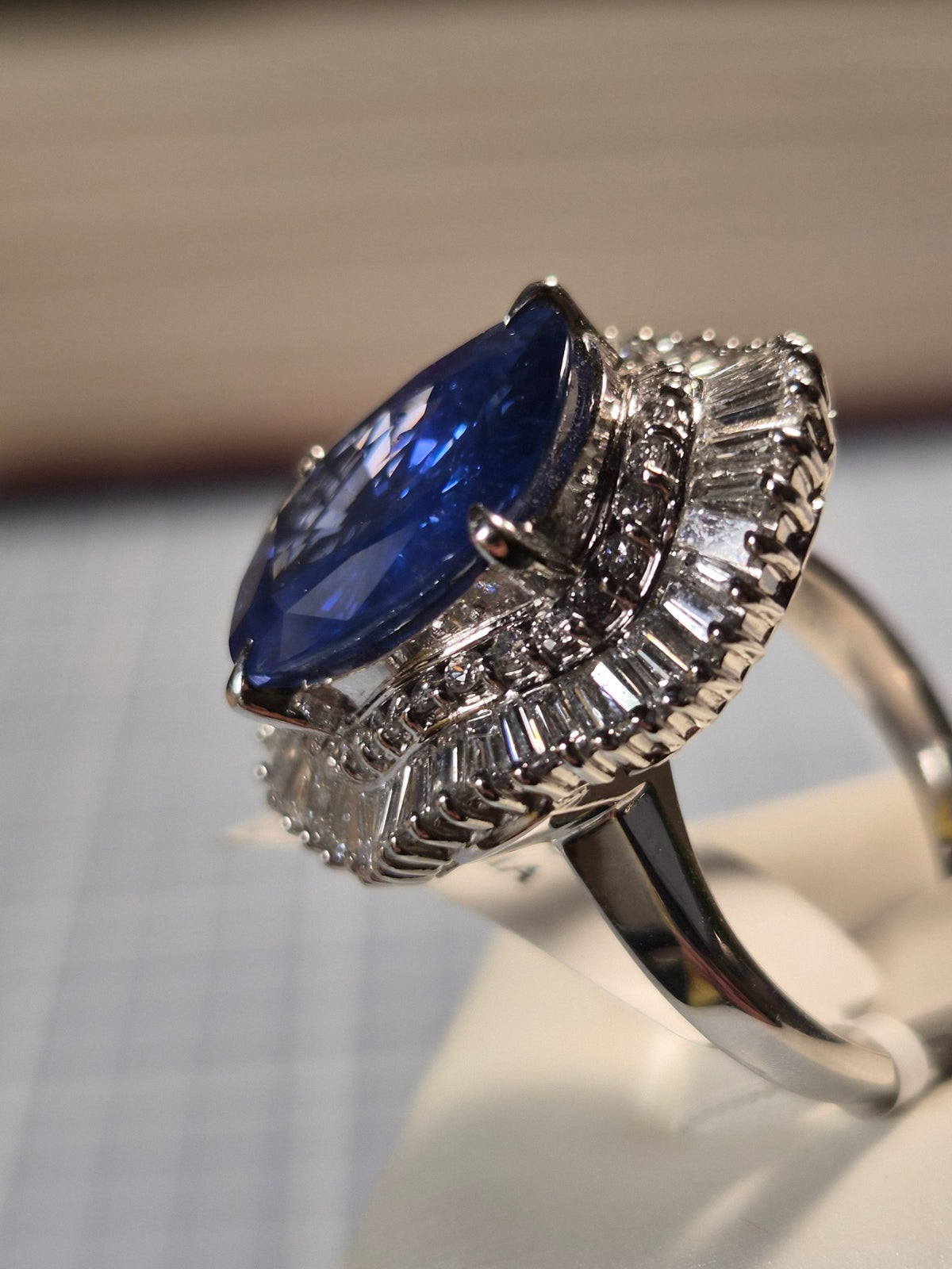 Platinum 7.59ct GIA Sapphire and Diamond Ring