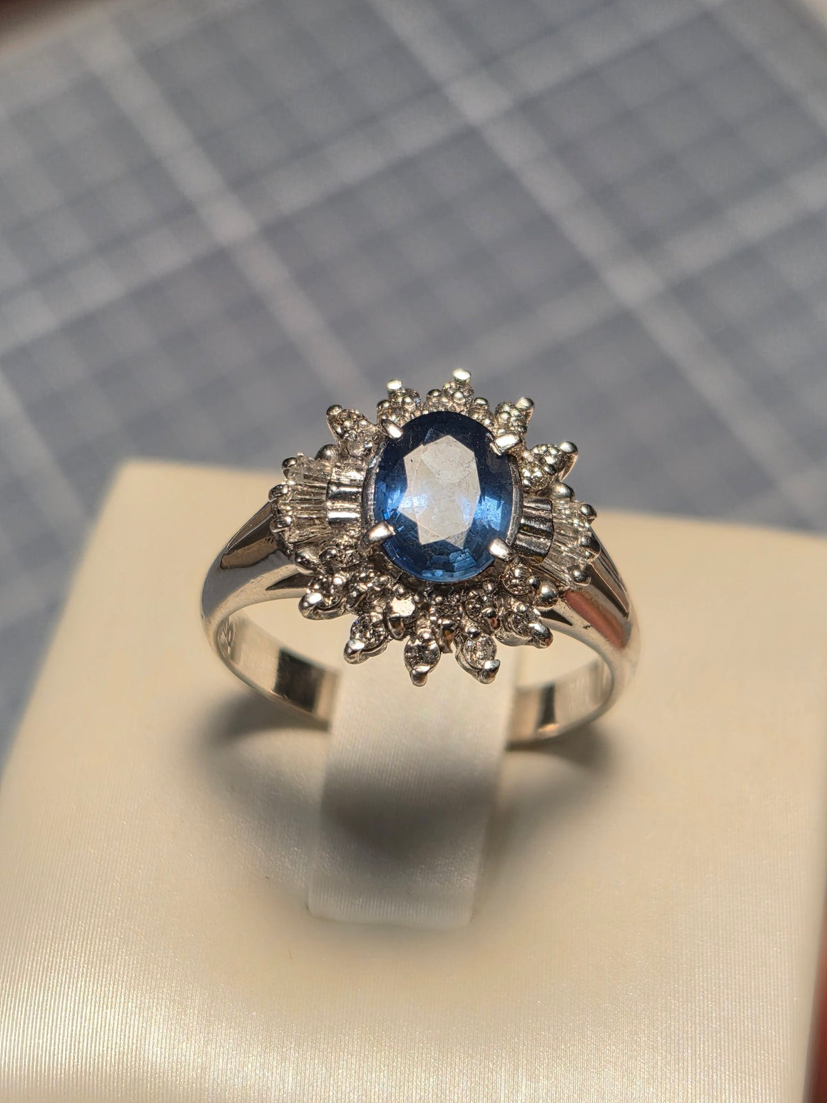 Sapphire and Diamond Cluster Ring