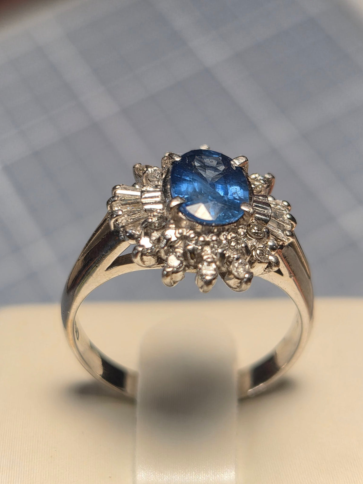 Sapphire and Diamond Cluster Ring