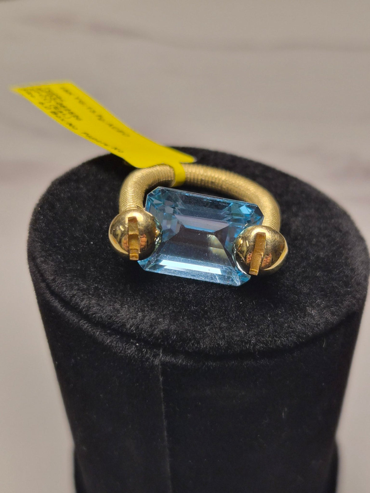 18k Yellow Gold Blue Topaz Bypass Ring