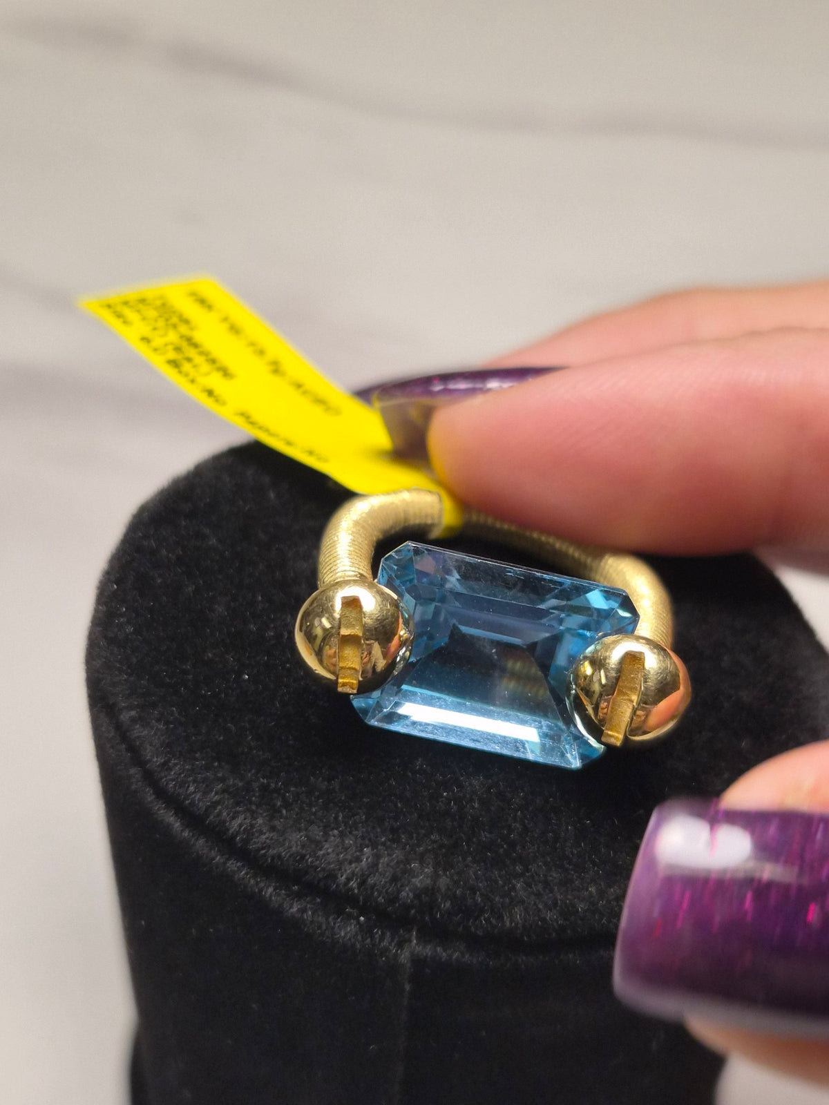 18k Yellow Gold Blue Topaz Bypass Ring