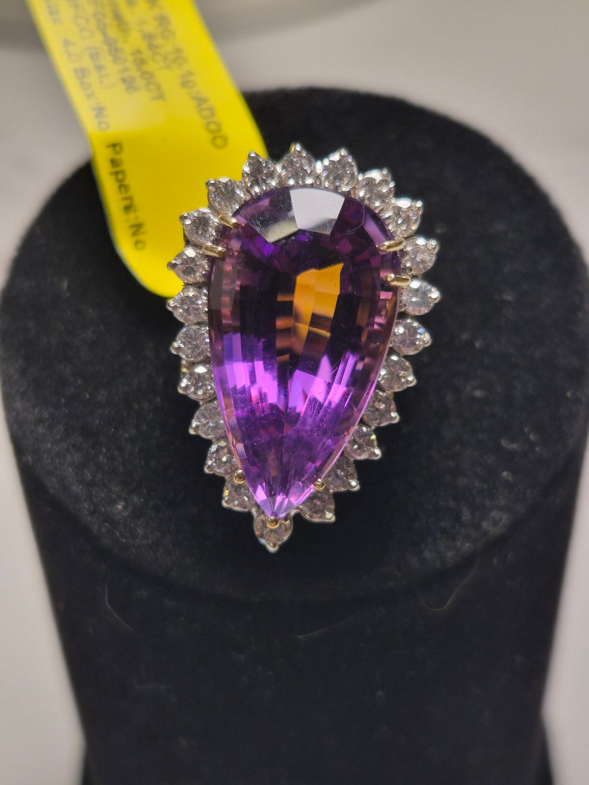 14k Rose Gold 15ct Amethyst and Diamond Ring