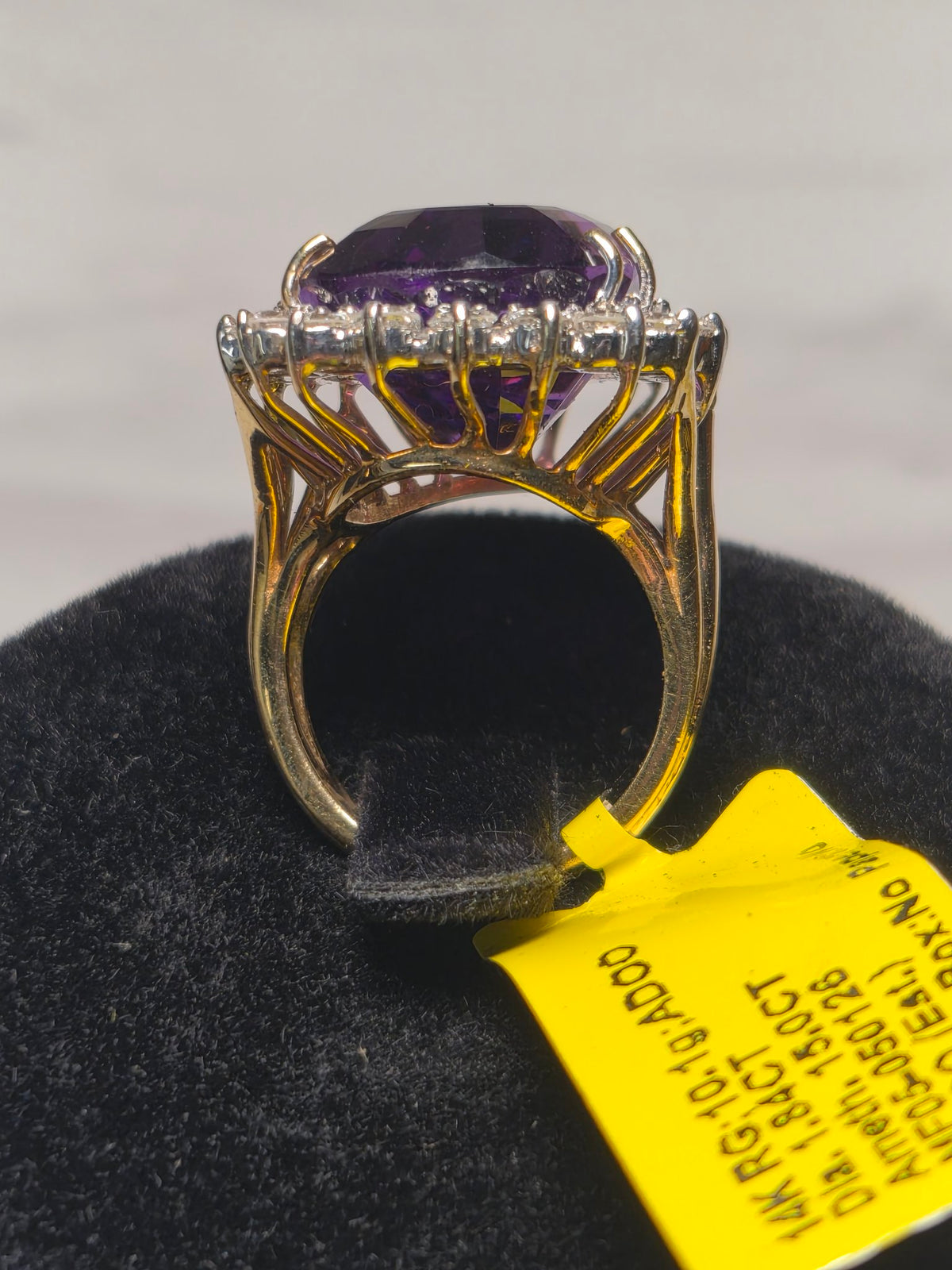 14k Rose Gold 15ct Amethyst and Diamond Ring