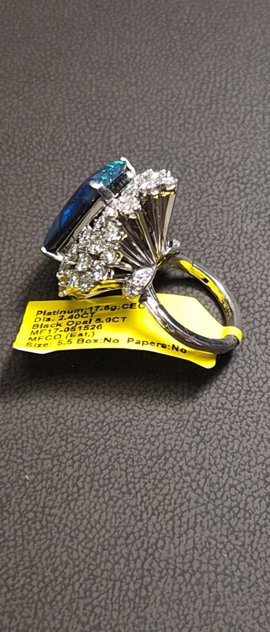 Platinum Black Opal and Diamond Ring