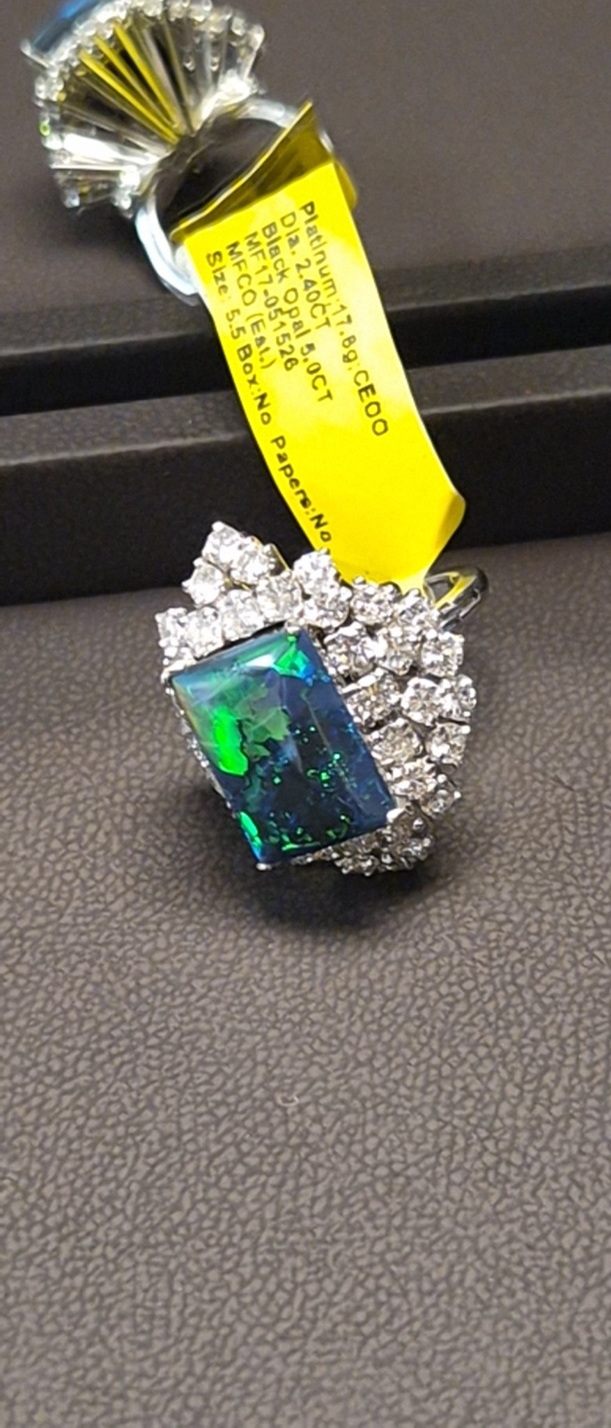 Platinum Black Opal and Diamond Ring