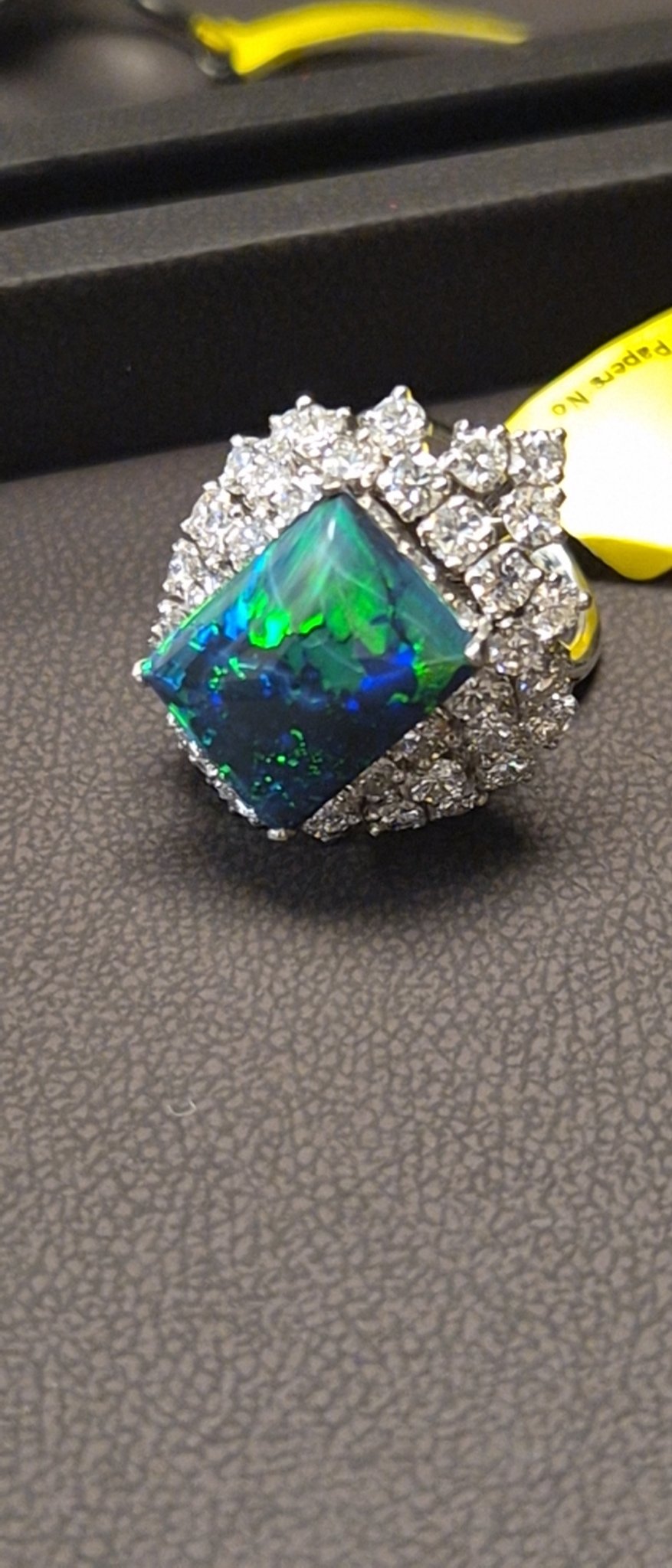 Platinum Black Opal and Diamond Ring