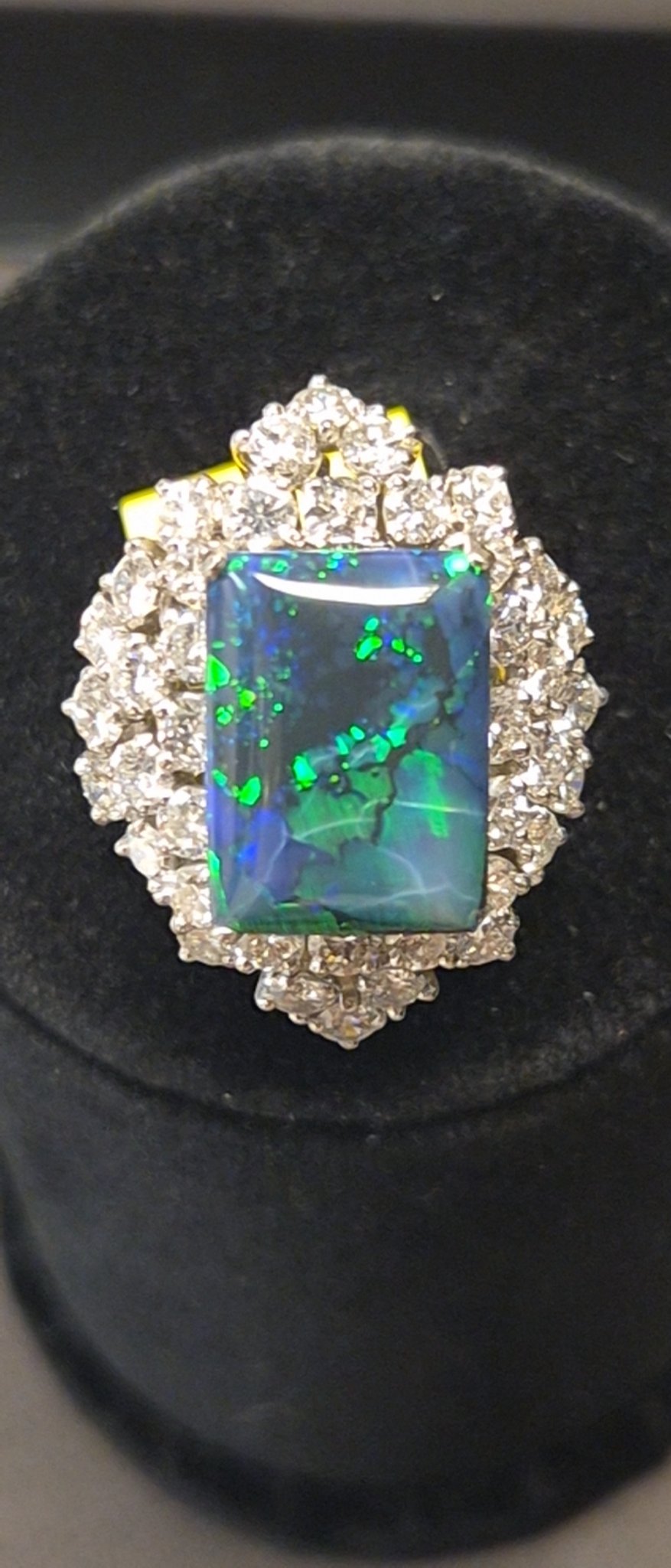 Platinum Black Opal and Diamond Ring
