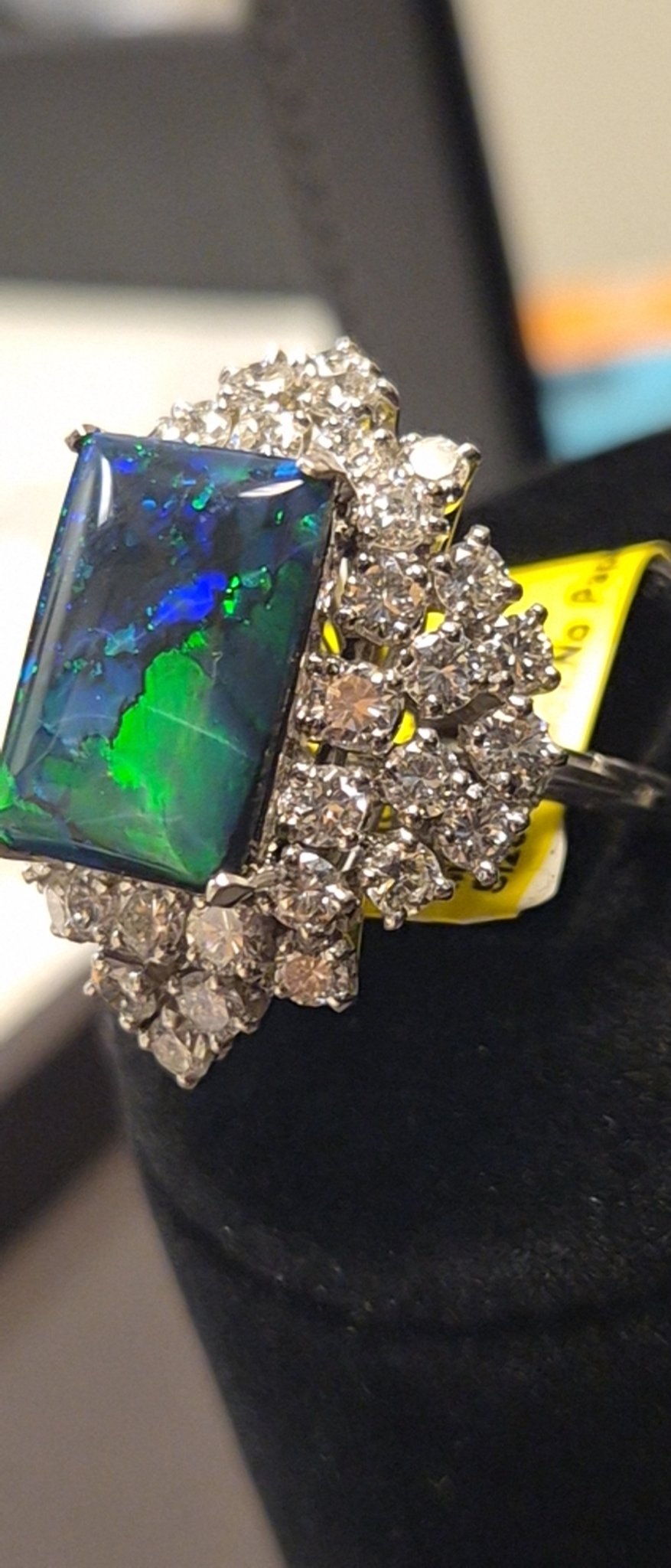 Platinum Black Opal and Diamond Ring