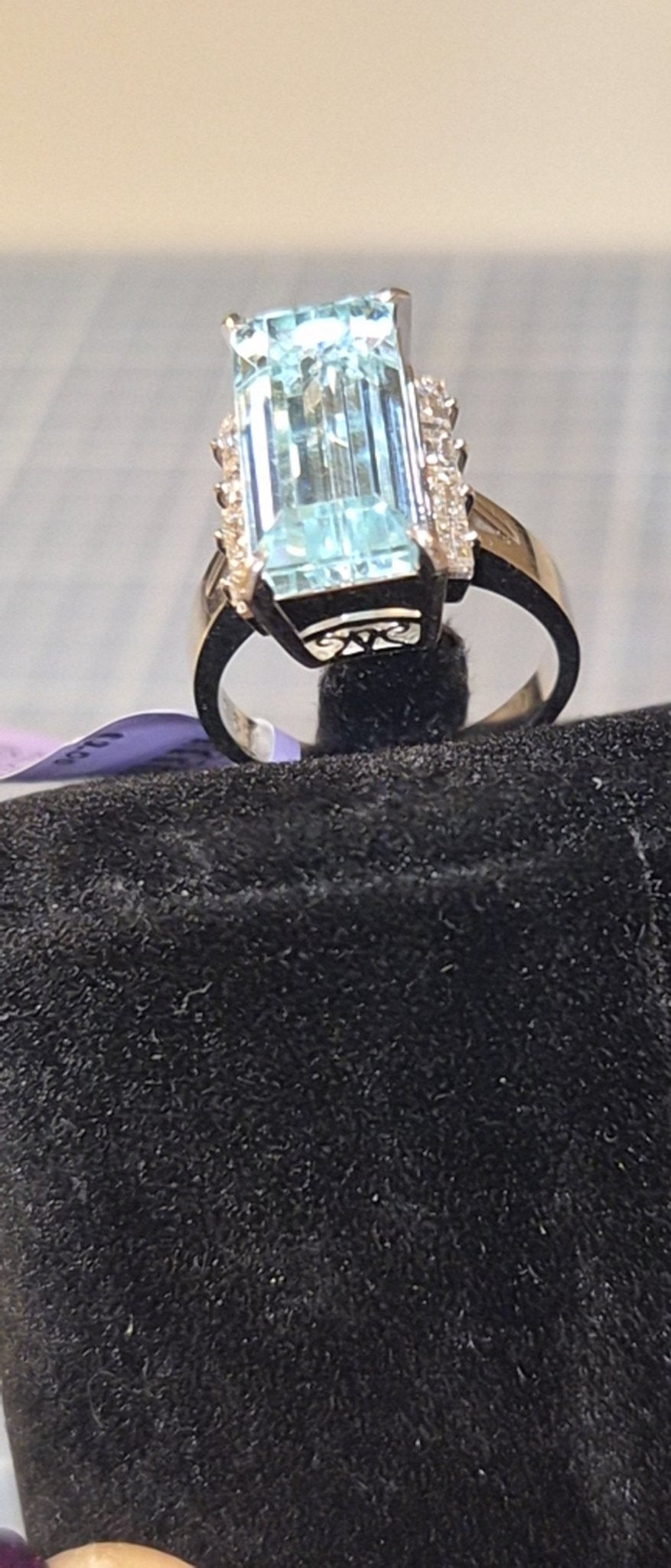 Aquamarine and Diamond Ring