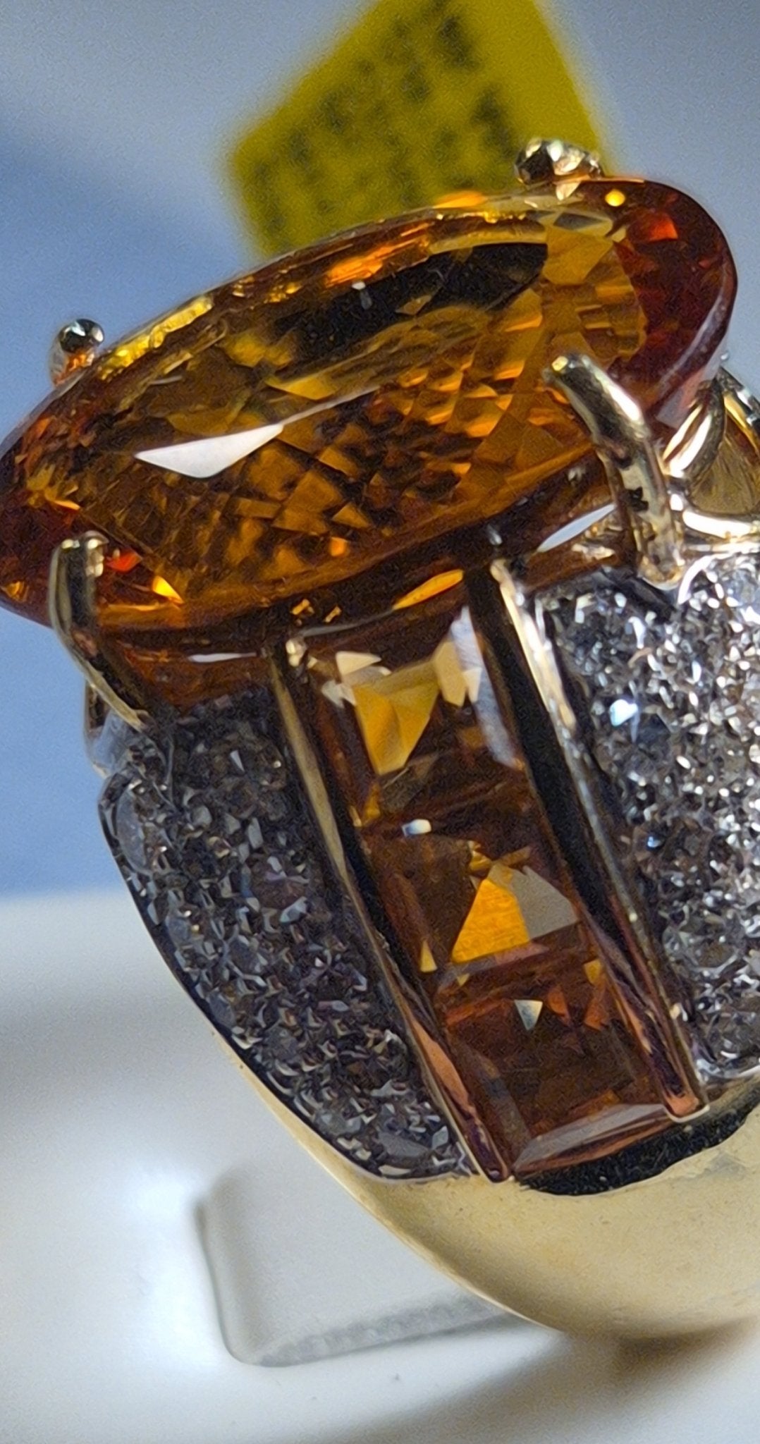 Citrine and Diamond Gold Cocktail Ring