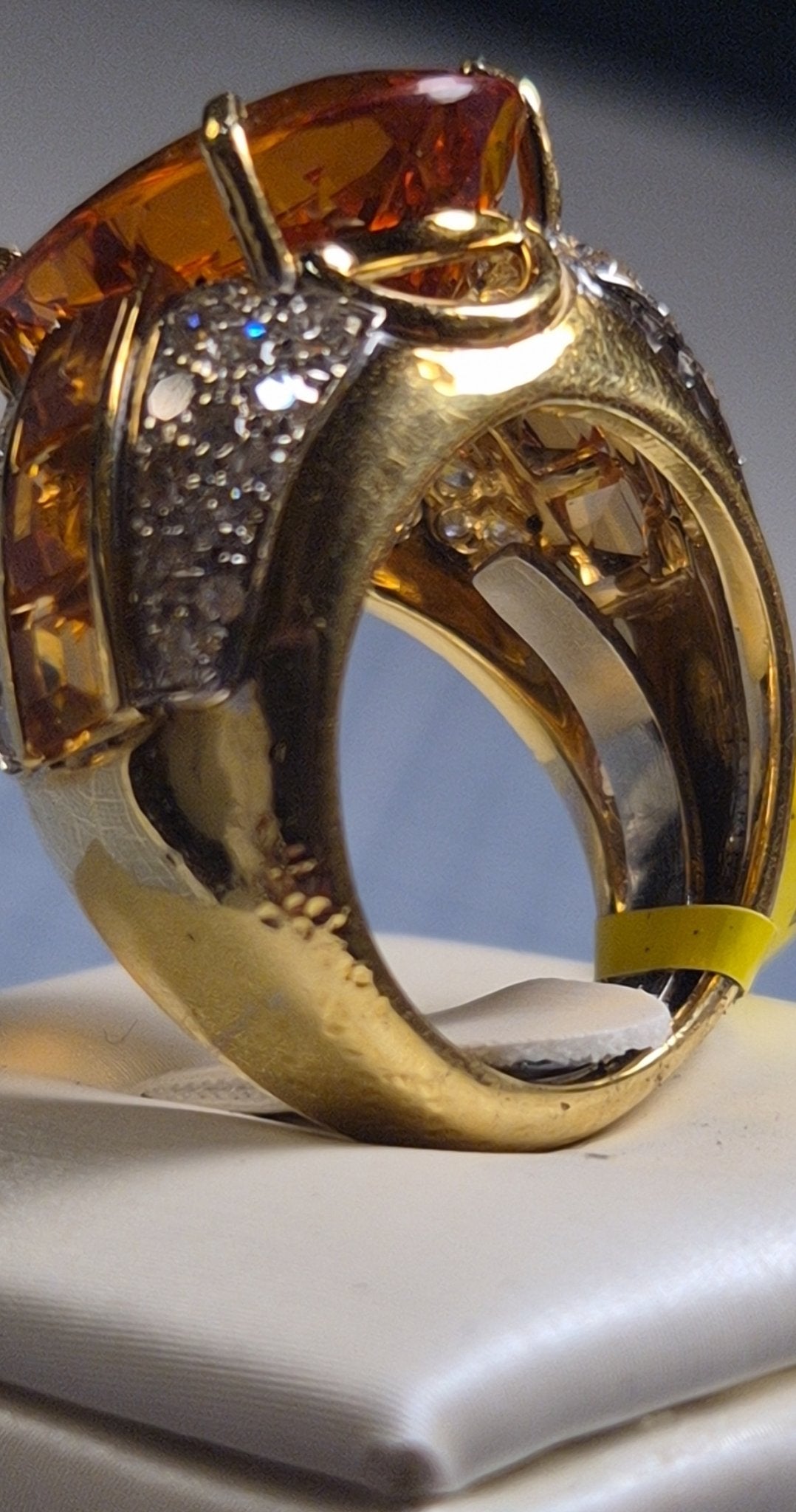 Citrine and Diamond Gold Cocktail Ring