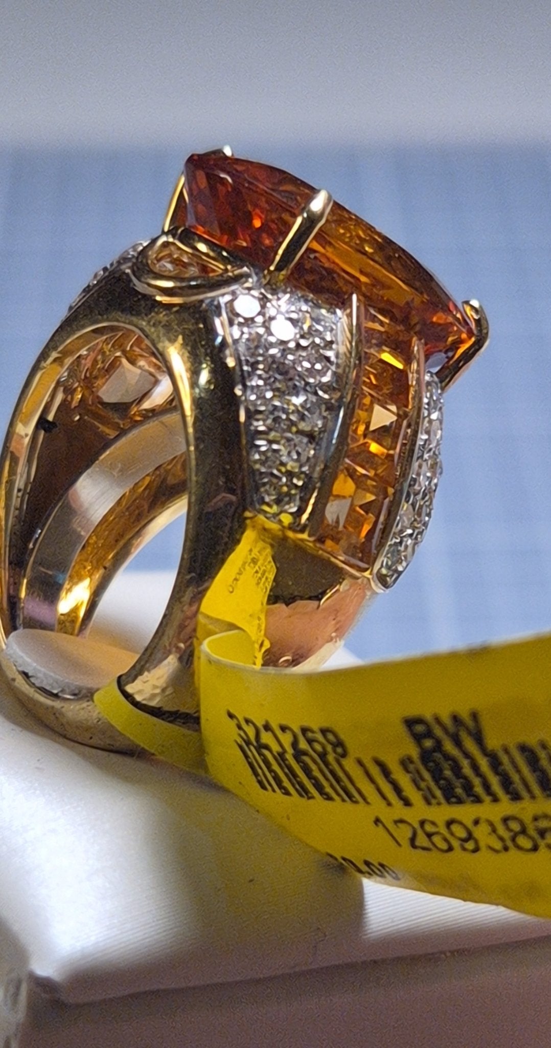 Citrine and Diamond Gold Cocktail Ring