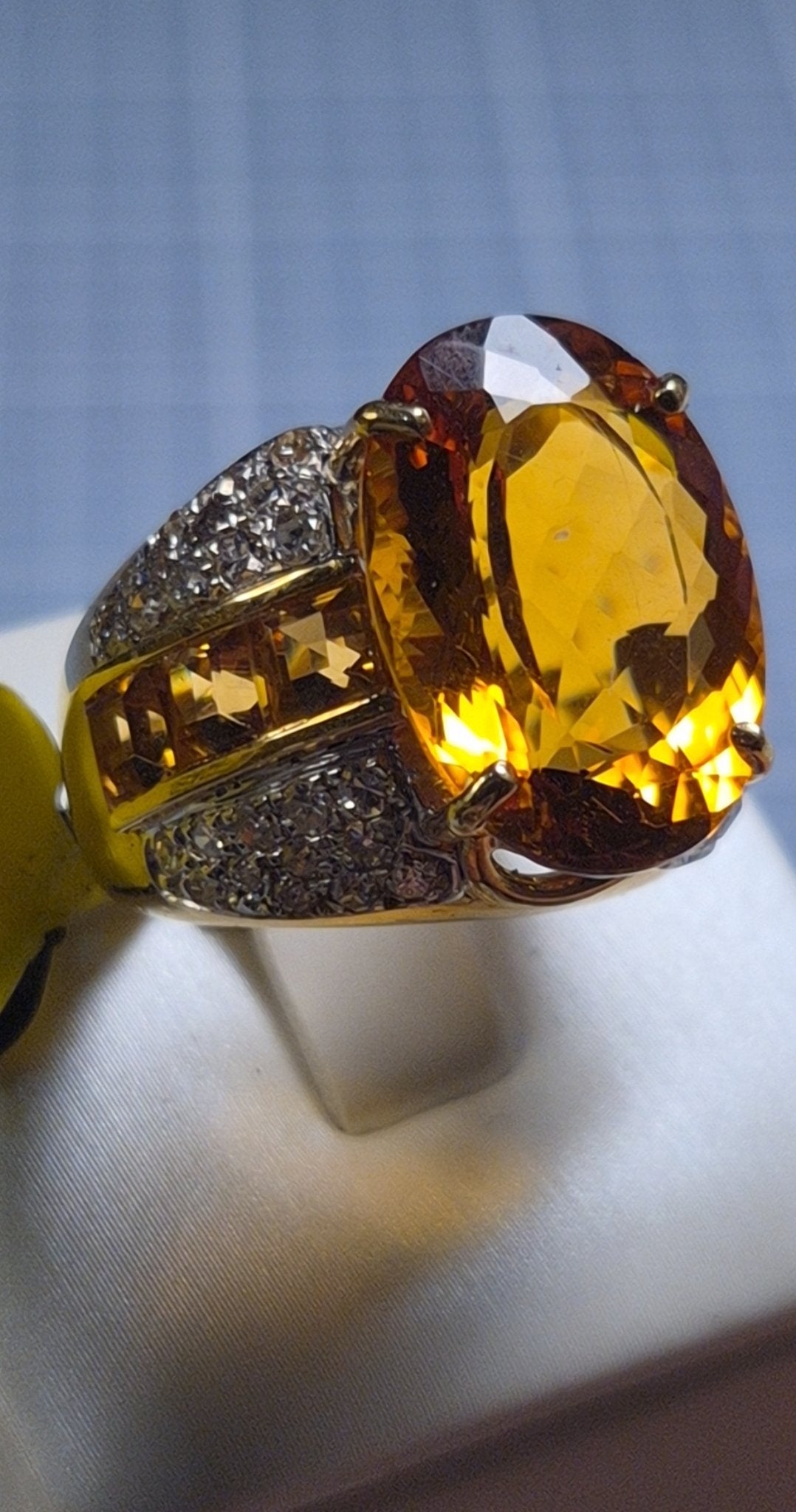 Citrine and Diamond Gold Cocktail Ring