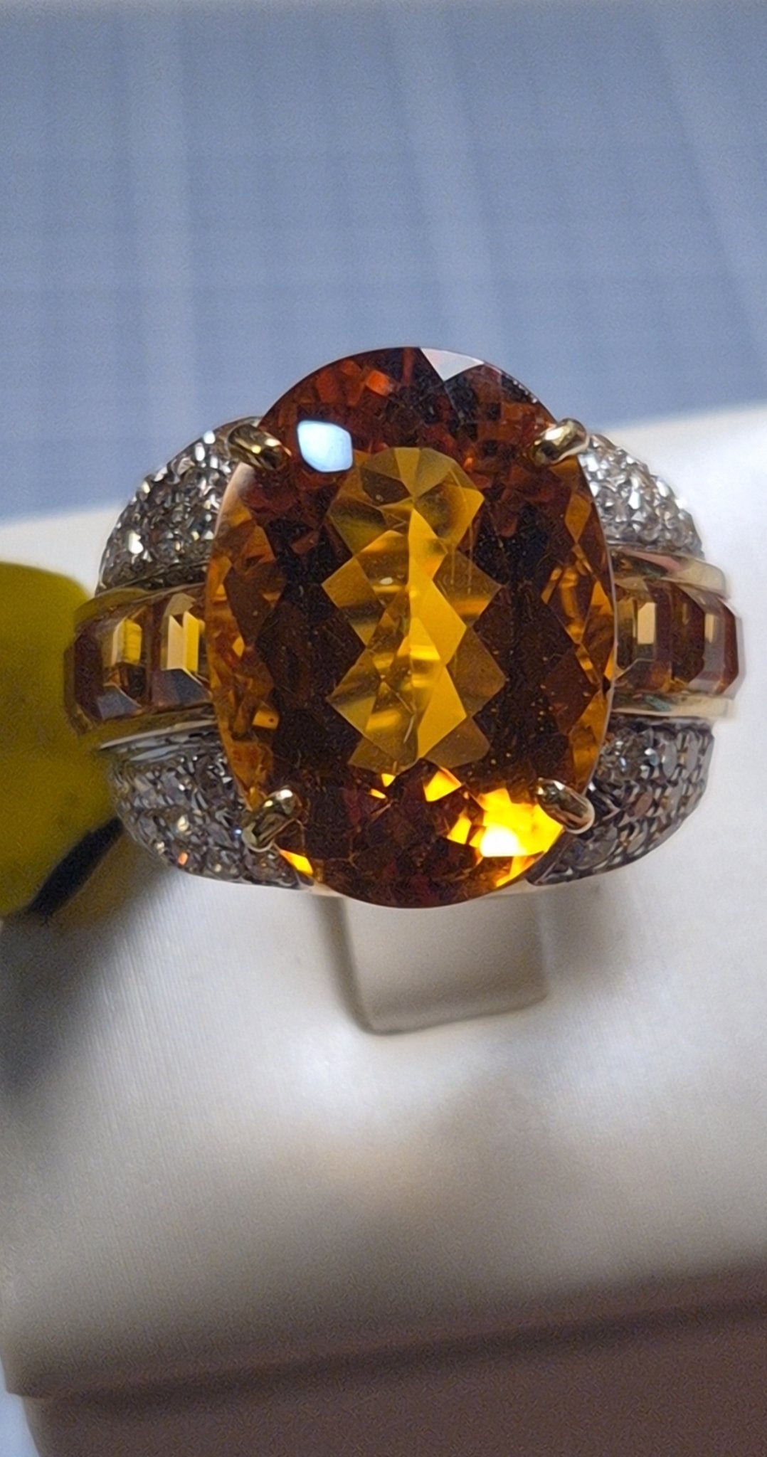 Citrine and Diamond Gold Cocktail Ring