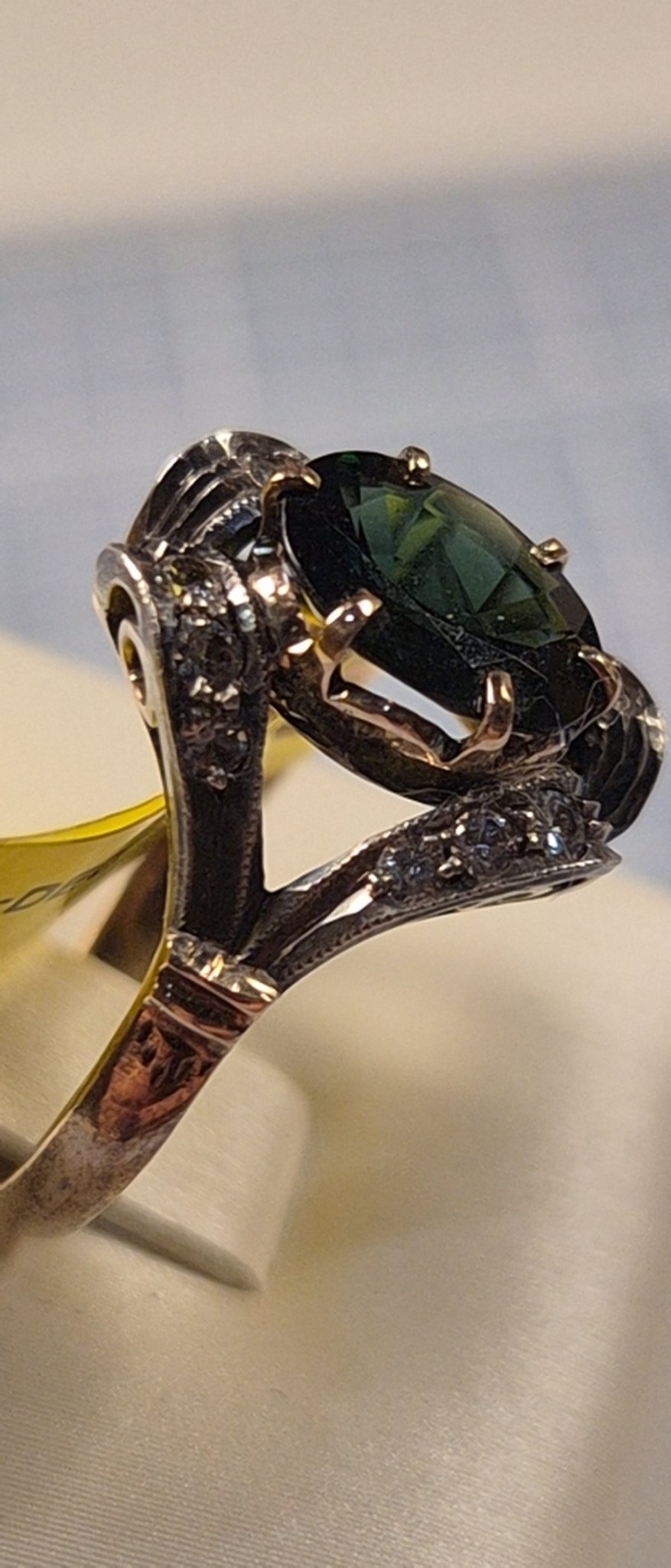 Green Tourmaline and Diamond Ring