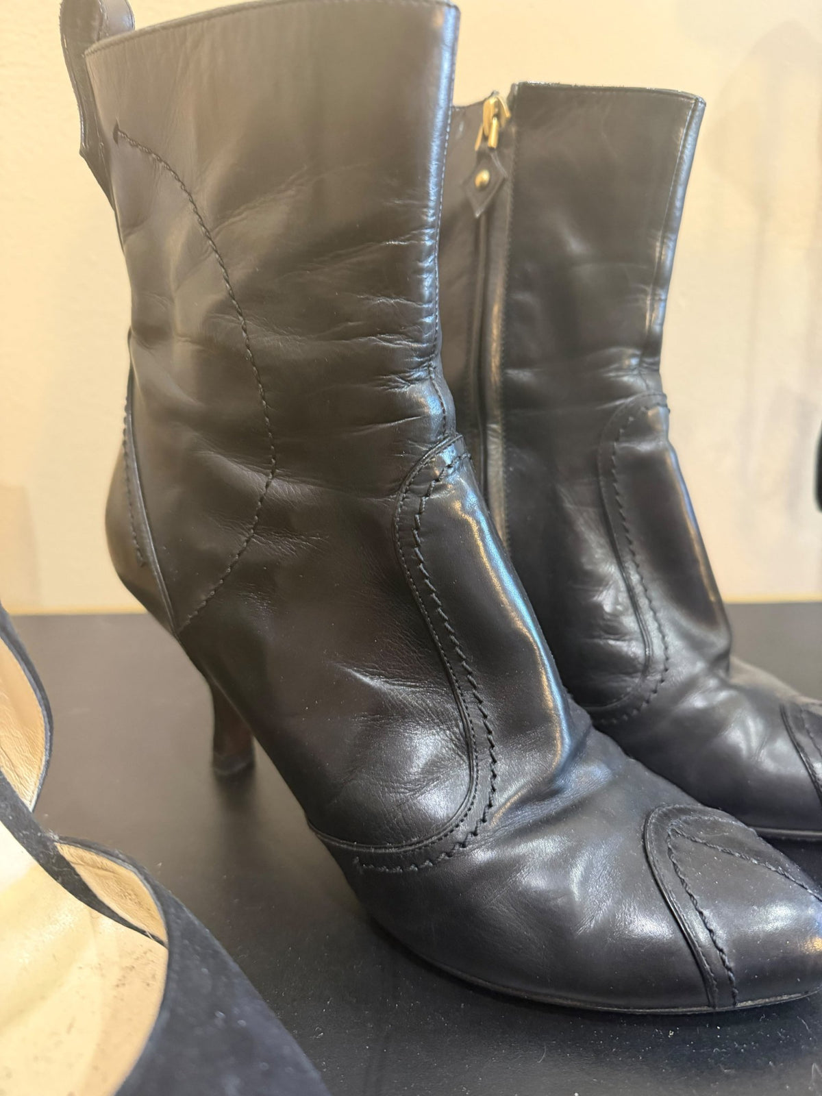 Black Leather Ankle Boots