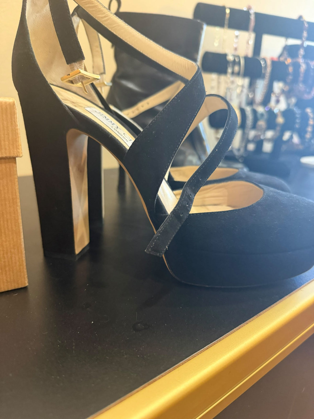 Jimmy Choo Black Suede Platform Heels