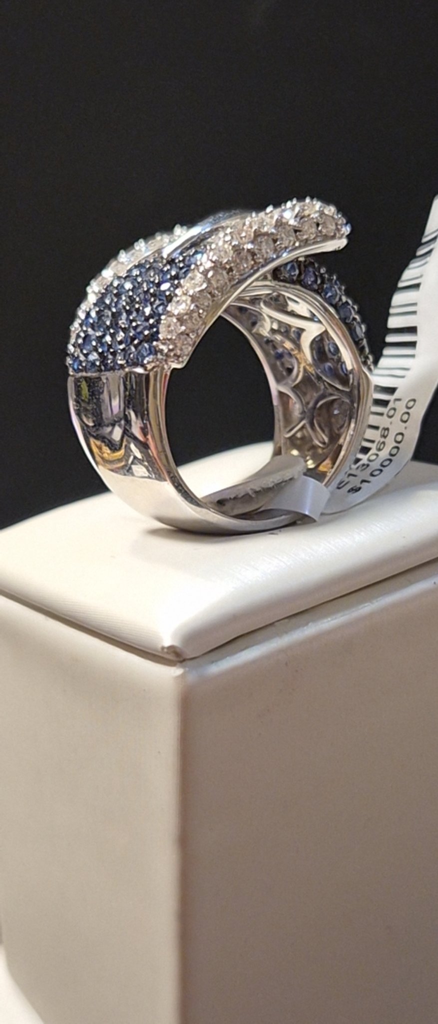 Blue Sapphire and Diamond Pavé Buckle Ring