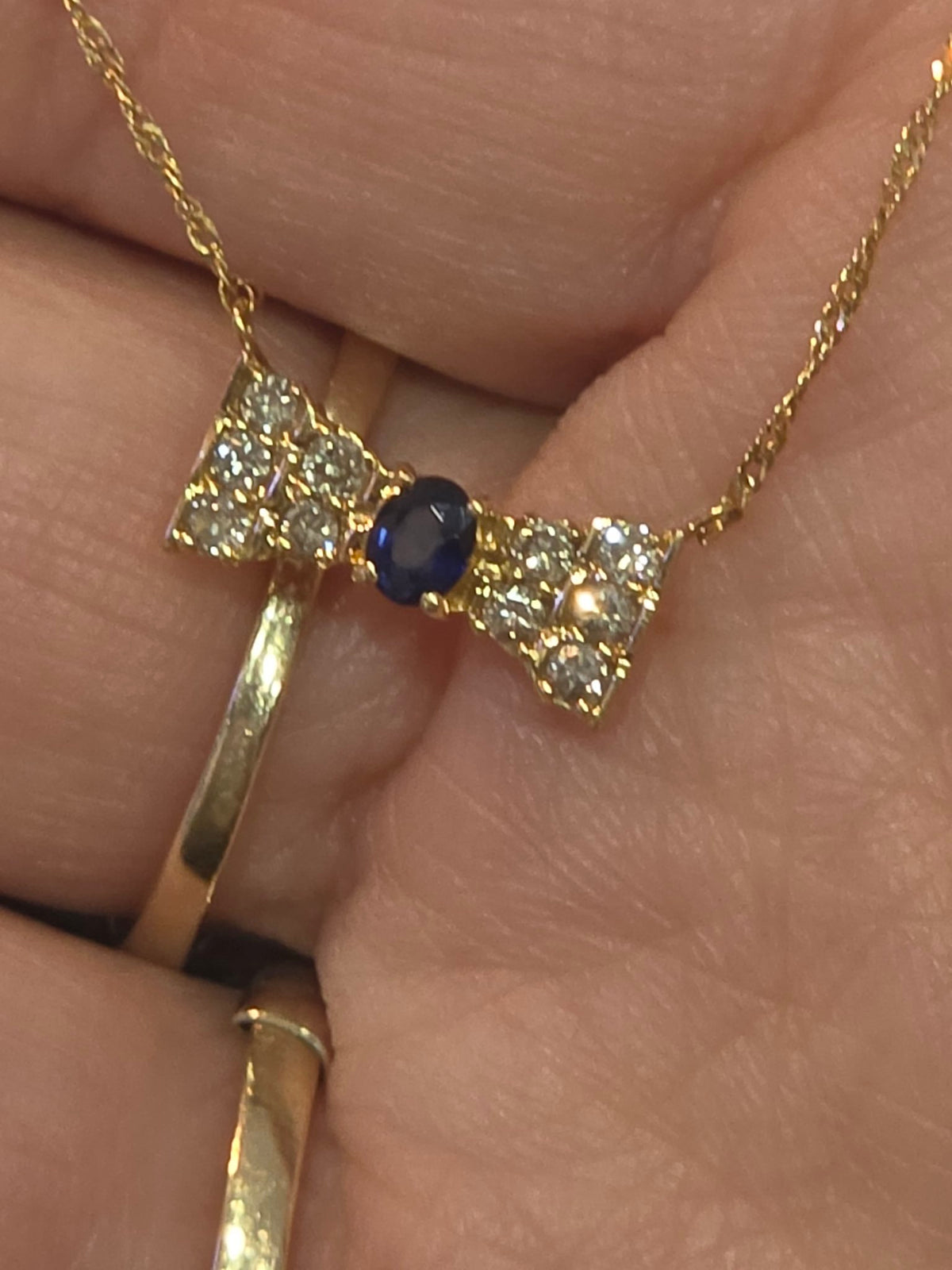 Sapphire and Diamond Bow Necklace