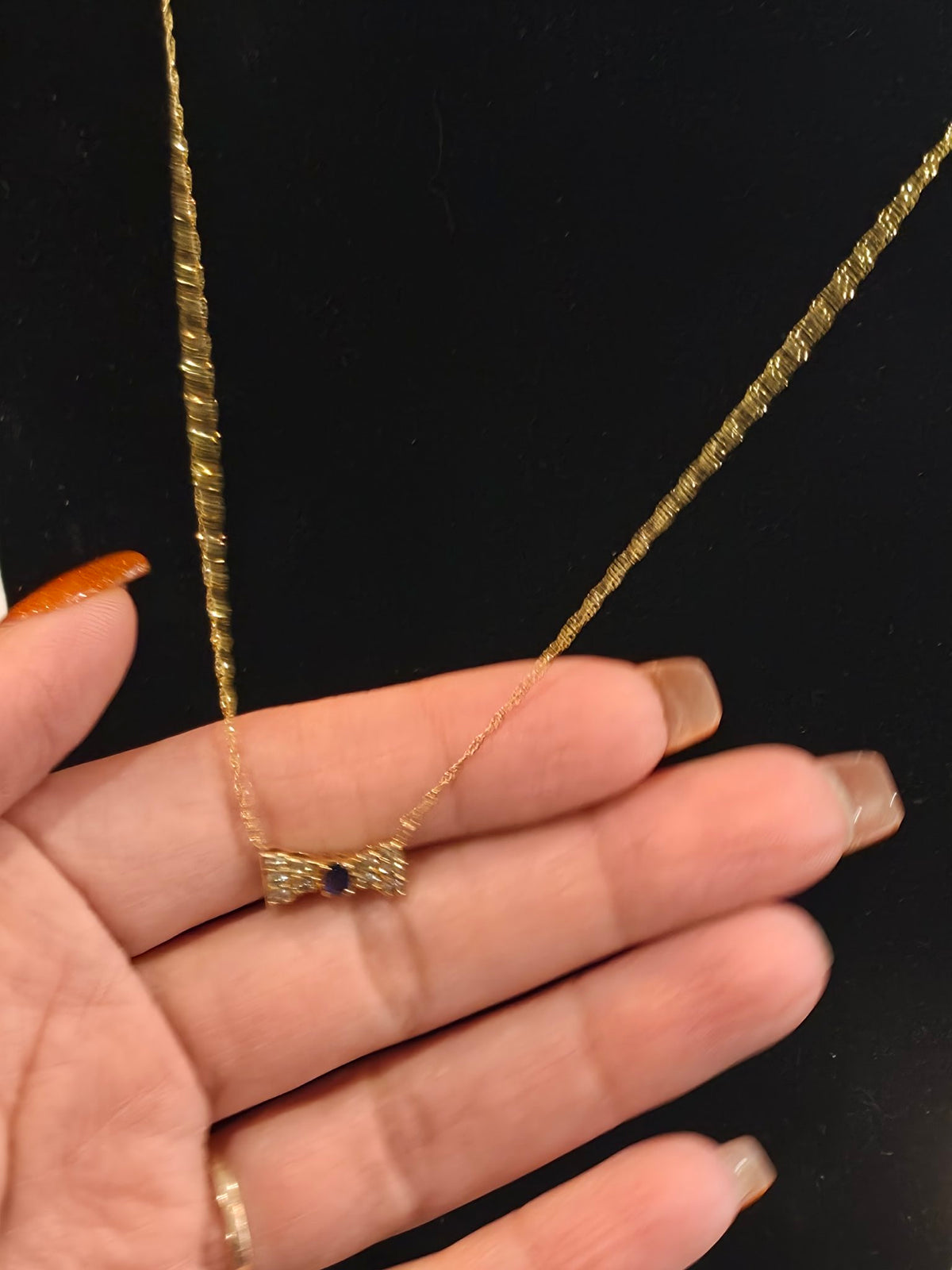 Sapphire and Diamond Bow Necklace