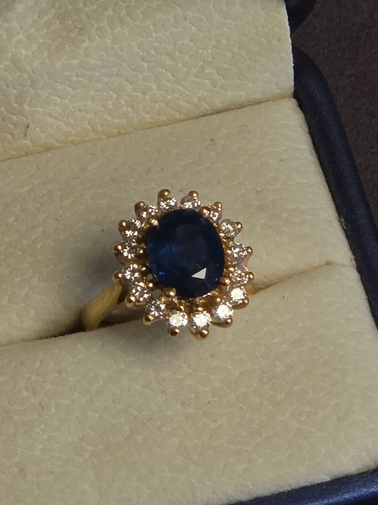 LJX Exclusive 14k Sapphire Diamond Halo Ring