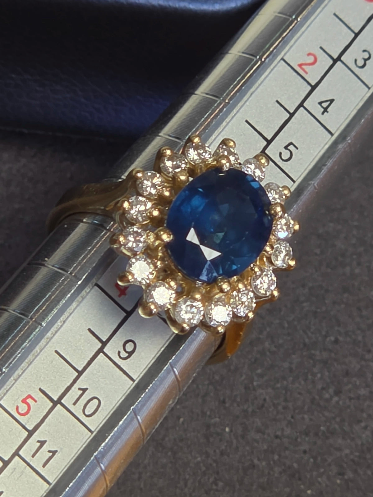 LJX Exclusive 14k Sapphire Diamond Halo Ring