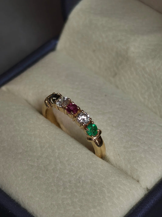 10k multi gem ring